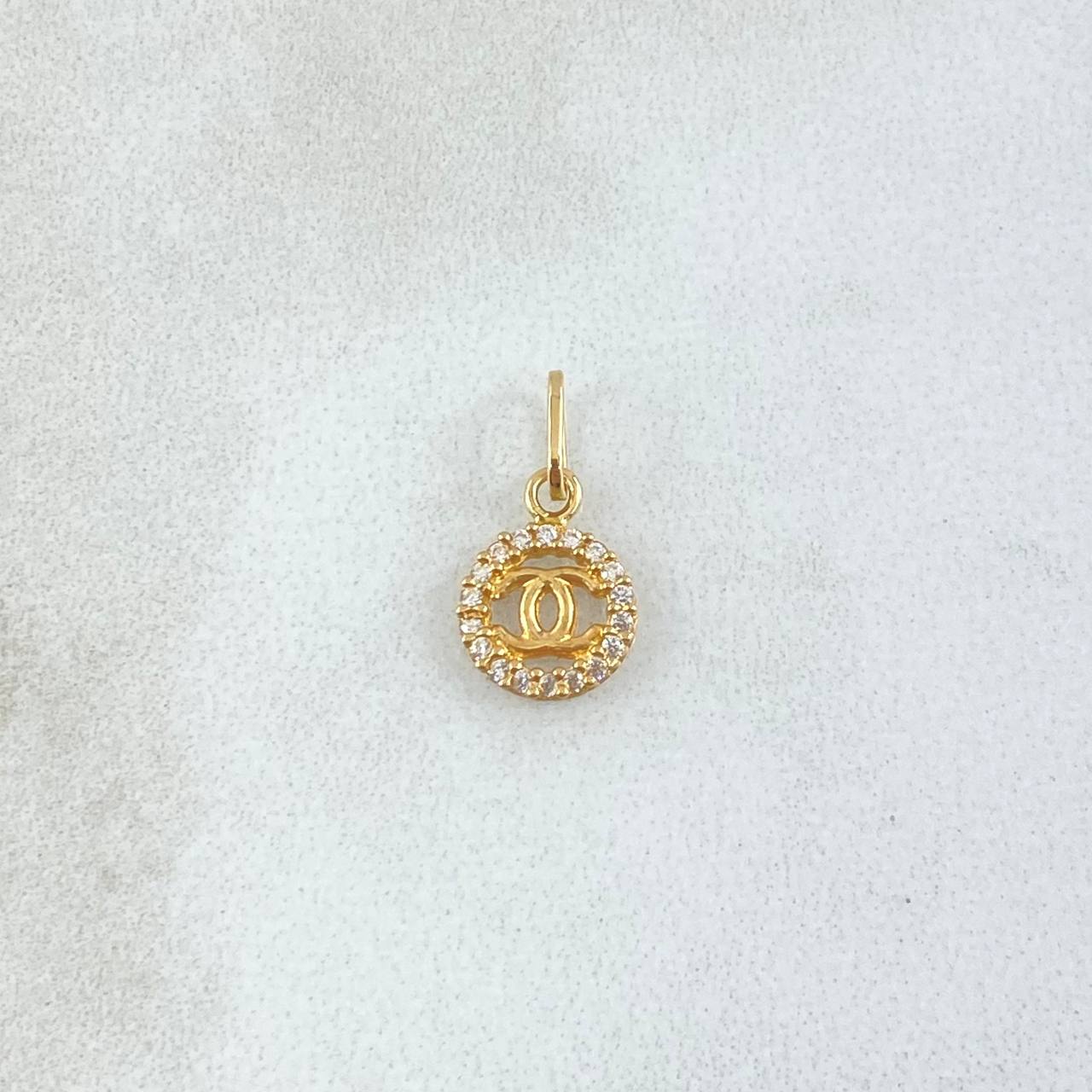 Dije Ola Cruzada 0.4gr / 1.4cm / Circones Blancos Oro Amarillo 18K ©