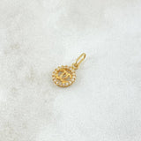 Dije Ola Cruzada  0.4gr / 1.4cm / Circones Blancos Oro Amarillo 18K *