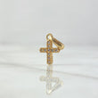 Dije Cruz Doble 1gr / 2.3cm / Circones Azul Y Blancos Oro Amarillo 18K ©