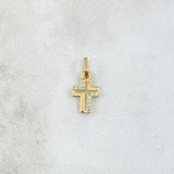 Pendant Partial Cross 0.35gr / 1.5cm / White Zircons 18K Yellow Gold ©