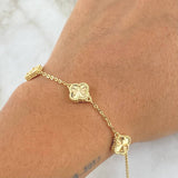 Classic Link Bracelet Gradual VCyA Clover 4.75gr / 17cm-19cm / 1.5mm Diamond Cut Pointed 3pcs 18K Yellow Gold
