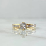 Ring Solitaire Bridge 2.5gr / Size 7 / White Zircons 18K Yellow Gold
