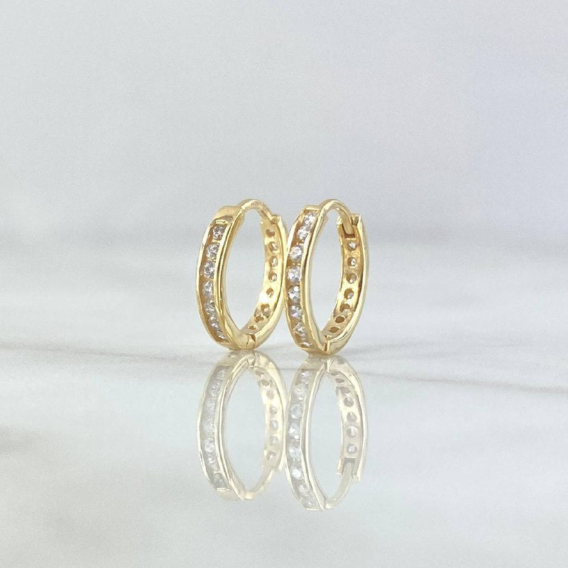 Candongas Carril 1.4gr / 1.1cm / Circones Blancos Oro Amarillo 18K ©