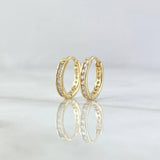 Candongas Carril 1.35gr / 1.1cm / Circones Blancos Oro Amarillo 18K