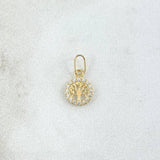 Dije Arbol De La Vida 0.3gr / 1.4cm / Circulo - Circones Blancos Oro Amarillo 18K