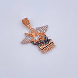 Pendant San Miguel Archangel 5.45gr / 3.5cm / Black and White Zircons Three 18K Golds $