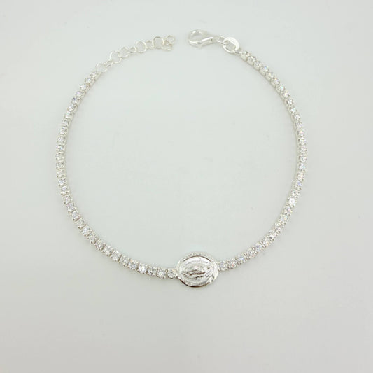 Pulso Tenis Virgen Guadalupe 4.05gr / 7 in / 2.3mm Plata 925 *