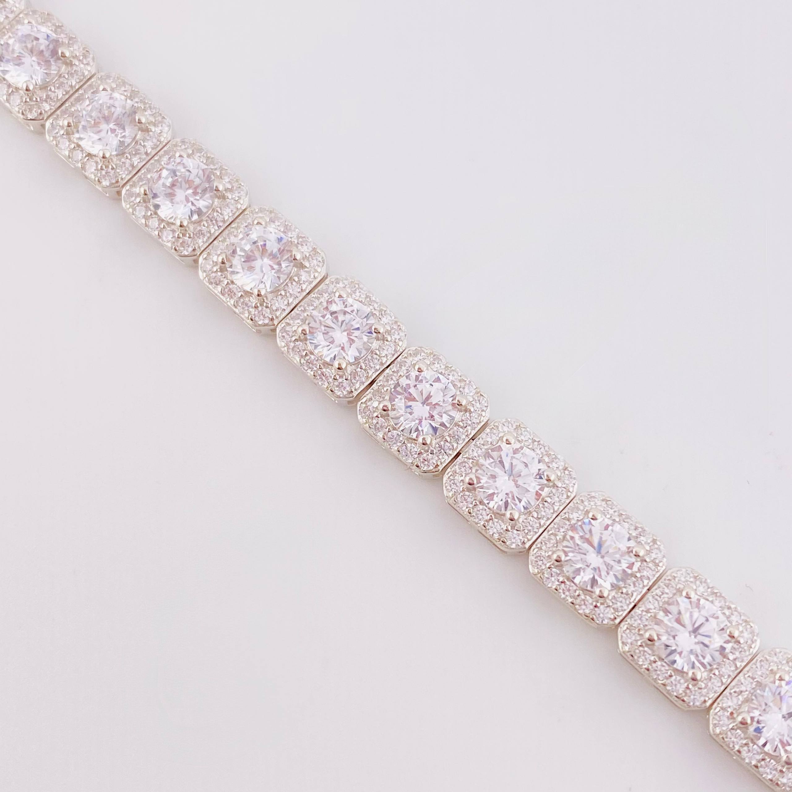 Tennis Bracelet Square 17.95g / 7 1/4 in / 7mm Silver 925