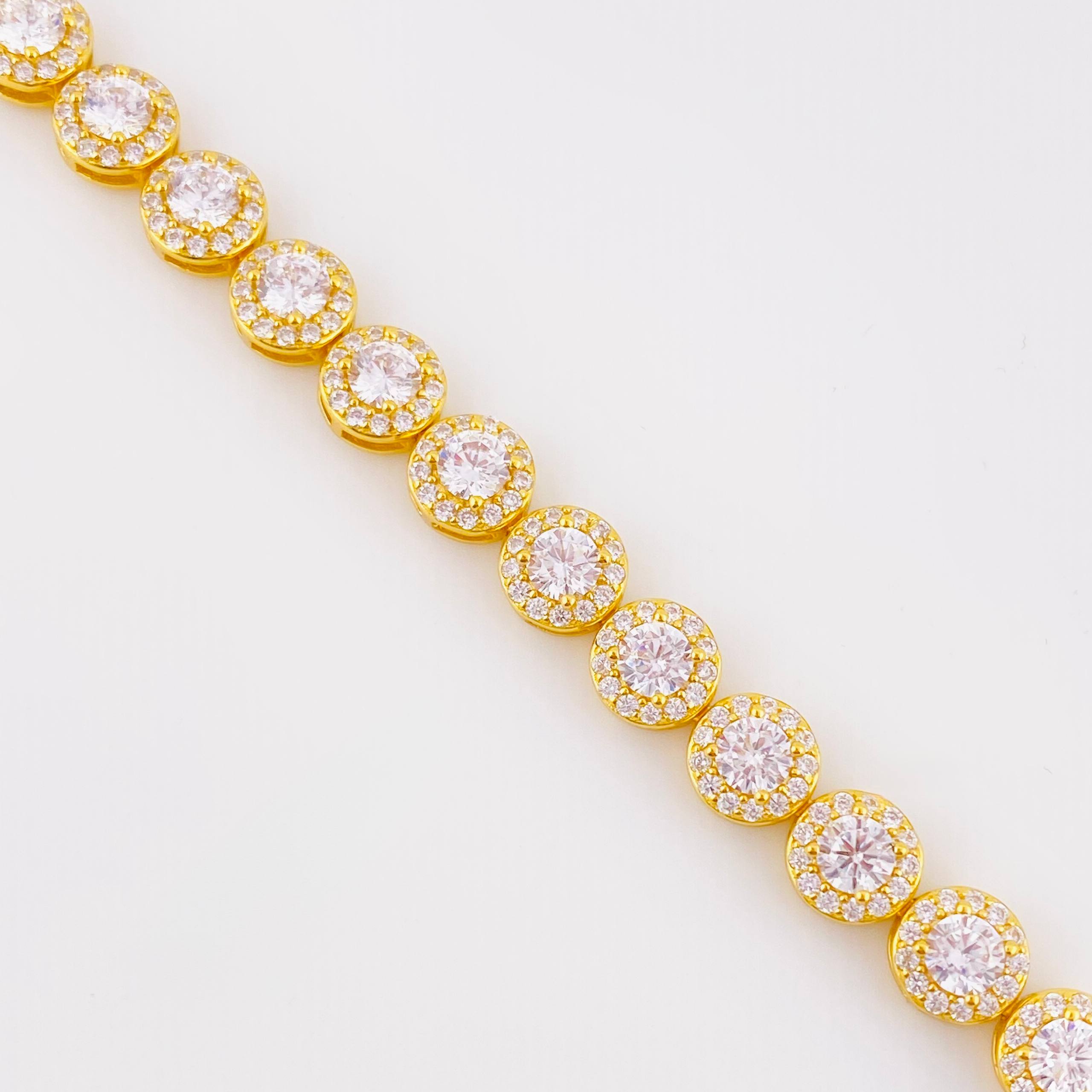 Pulso Tenis Circular Amarillo 15.25gr / 7 1/4 in / 7mm Plata 925