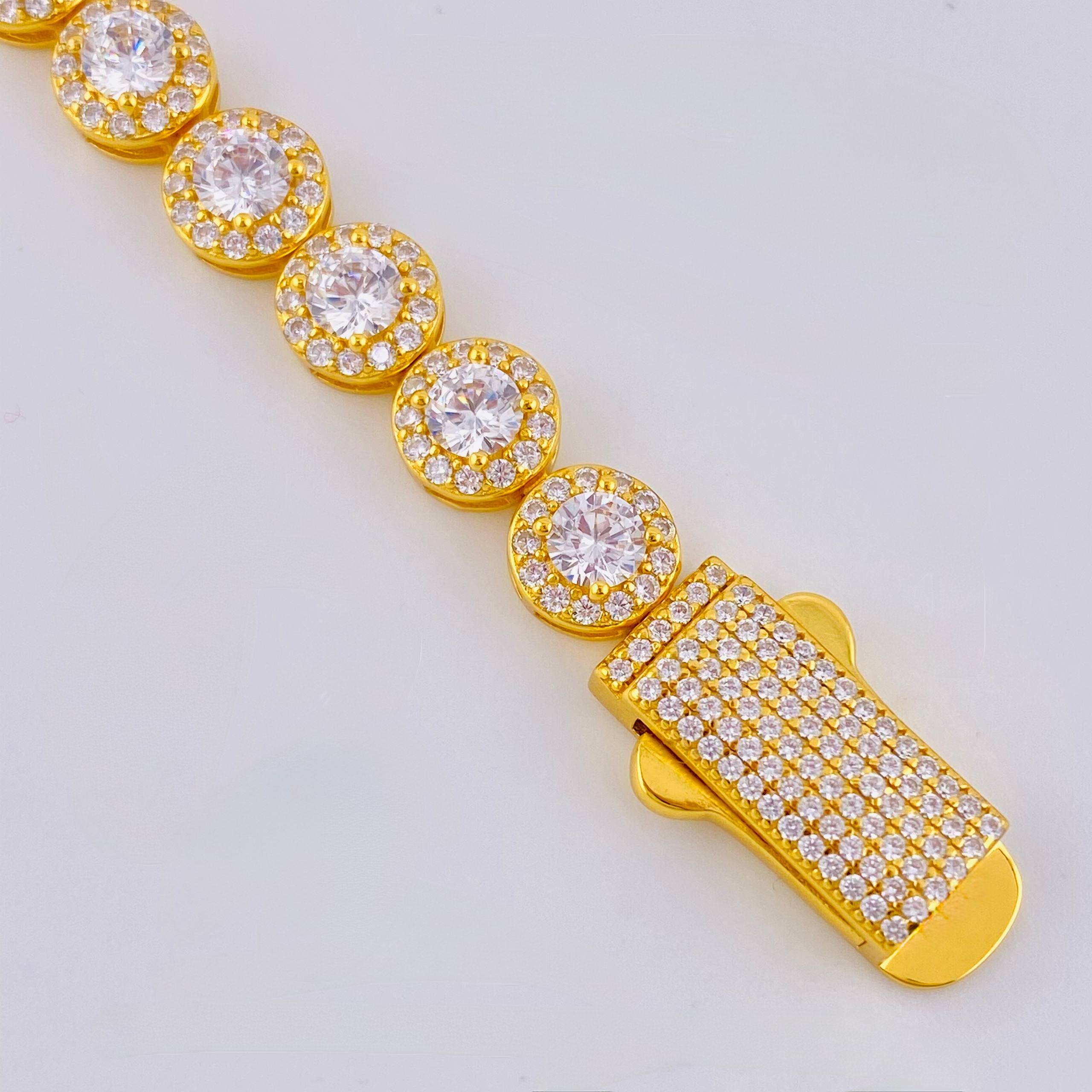 Pulso Tenis Circular Amarillo 15.25gr / 7 1/4 in / 7mm Plata 925