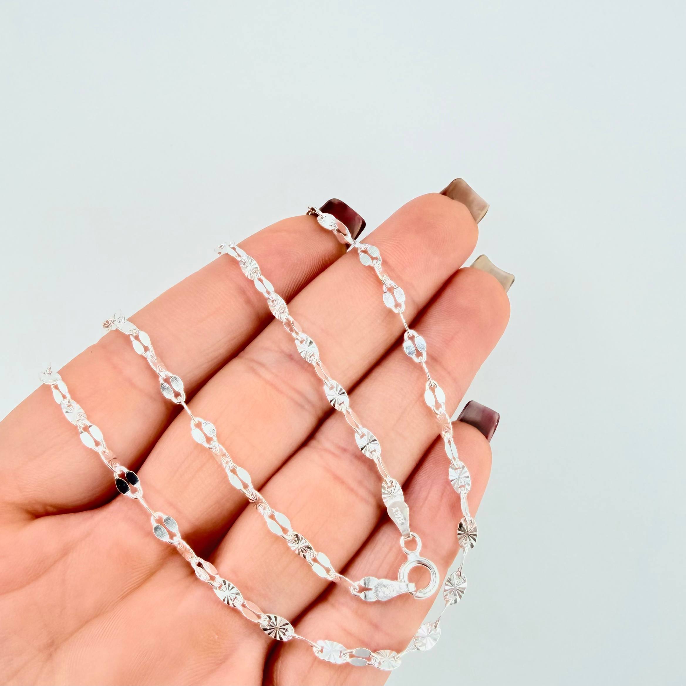 Cadena Flor Espejo 5.7gr / 23 1/2 in / 3.2mm Plata 925 *