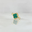 Herraje Trebol 0.7gr / 1.3cm-Bordeado Malaquita Verde Oro Amarillo 18K