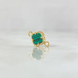 Herraje Trebol 0.65gr / 1.3cm-Bordeado Malaquita Verde Oro Amarillo 18K