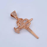 Dije Cruz Clavo Corona Espinas 9.3gr / 5.5cm / Circones Blancos Oro Rosa 18K $