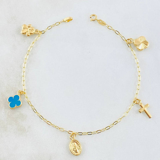 Pulso Aro Seguido Dijes 2.65gr / 7 1/2 in / 1.8mm Oro Amarillo 18K ©