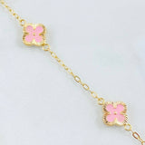 Pulso Trebol Rosado 3.2gr / 7 1/4 in / 9mm Oro Amarillo 18K ©