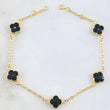 Pulso Trebol Negro 3.45gr / 8 1/2 in / 8mm Oro Amarillo 18K *