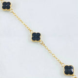 Pulso Trebol Negro 3.45gr / 8 1/2 in / 8mm Oro Amarillo 18K *