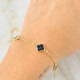 Pulso Trebol Negro 3.45gr / 8 1/2 in / 8mm Oro Amarillo 18K *