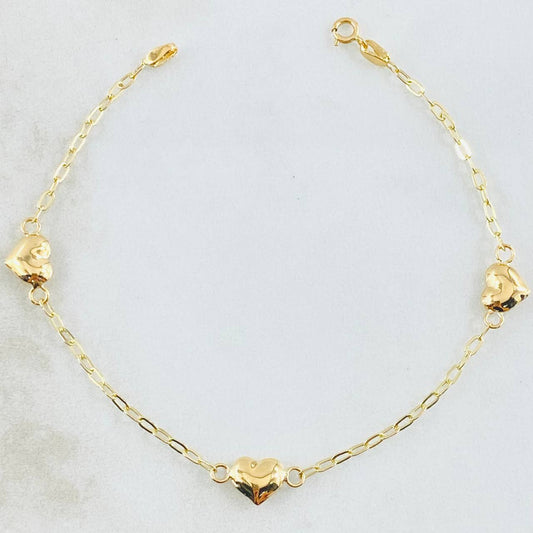 Pulso Aro Seguido Corazón 1.65gr / 7 in / 1.8mm Oro Amarillo 18K ©