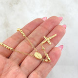 Rosario Virgen Milagrosa Cruz Cristo 5.7gr / 17 3/4 in / 3mm Oro Amarillo 18K