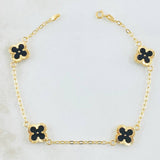 Pulso Trebol Negro 3.1gr / 7 1/4 in / 9mm Oro Amarillo 18K