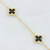 Pulso Trebol Negro 3.05gr / 7 1/4 in / 9mm Oro Amarillo 18K *
