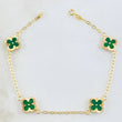 Pulso Trebol Verde 3.2gr / 7 1/4 in / 9mm Oro Amarillo 18K