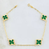 Pulso Trebol Verde 3.2gr / 7 1/4 in / 9mm Oro Amarillo 18K