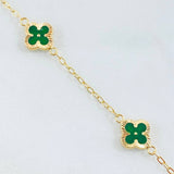 Pulso Trebol Verde 3.2gr / 7 1/4 in / 9mm Oro Amarillo 18K