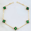 Pulso Trebol Verde 3.35gr / 8 1/2 in / 8mm Oro Amarillo 18K *