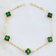 Pulso Trebol Verde 3gr / 7 1/4 in / 9mm Oro Amarillo 18K *