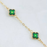 Clover Bracelet Green 3.4gr / 8 1/2 in / 8mm Yellow Gold 18K