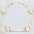 Pulso Trebol Blanco 3gr / 7 1/4 in / 9mm Oro Amarillo 18K