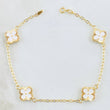 Pulso Trebol Blanco 3gr / 7 3/4 in / 9mm Oro Amarillo 18K *