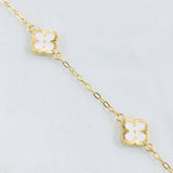 Pulso Trebol Blanco 3gr / 7 3/4 in / 9mm Oro Amarillo 18K *