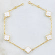 Pulso Trebol Blanco 3.55gr / 8 1/4 in / 8mm Oro Amarillo 18K ©