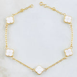 Pulso Trebol Blanco 3.55gr / 8 1/4 in / 8mm Oro Amarillo 18K ©