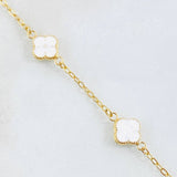 Pulso Trebol Blanco 3.55gr / 8 1/4 in / 8mm Oro Amarillo 18K ©