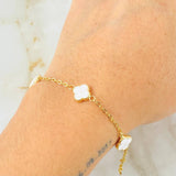 Pulso Trebol Blanco 3.55gr / 8 1/4 in / 8mm Oro Amarillo 18K ©