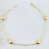 Pulso Aro Seguido Corazón 1.9gr / 7 1/2 in / 1.8mm Oro Amarillo 18K ©