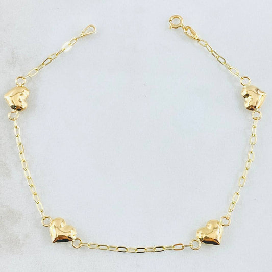 Pulso Aro Seguido Corazón 1.85gr / 7 1/4 in / 6.4mm Oro Amarillo 18K