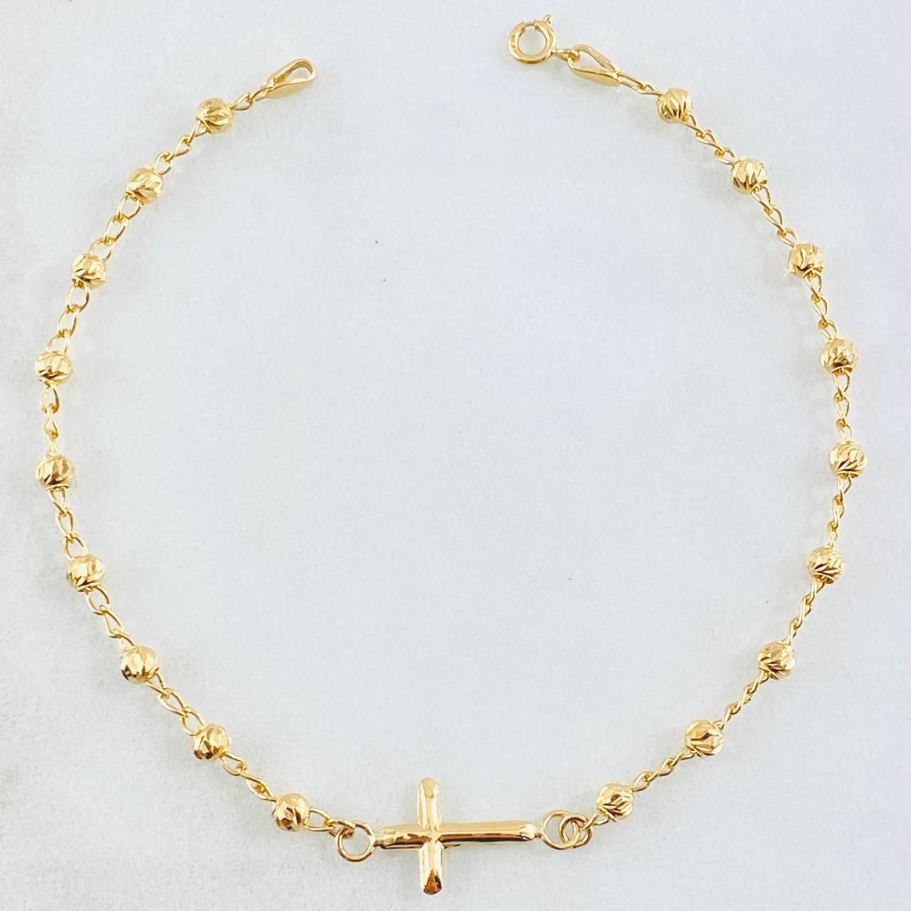 Pulso Espiga Militar Cruz 2.3gr / 7 1/4 in / 3mm Oro Amarillo 18K ©