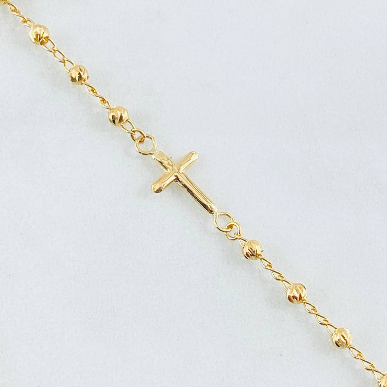 Pulso Espiga Militar Cruz 2.35gr / 7 in / 3mm Oro Amarillo 18K *