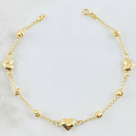 Pulso Espiga Militar Corazón 2.5gr / 7 1/4 in / 4mm Oro Amarillo 18K