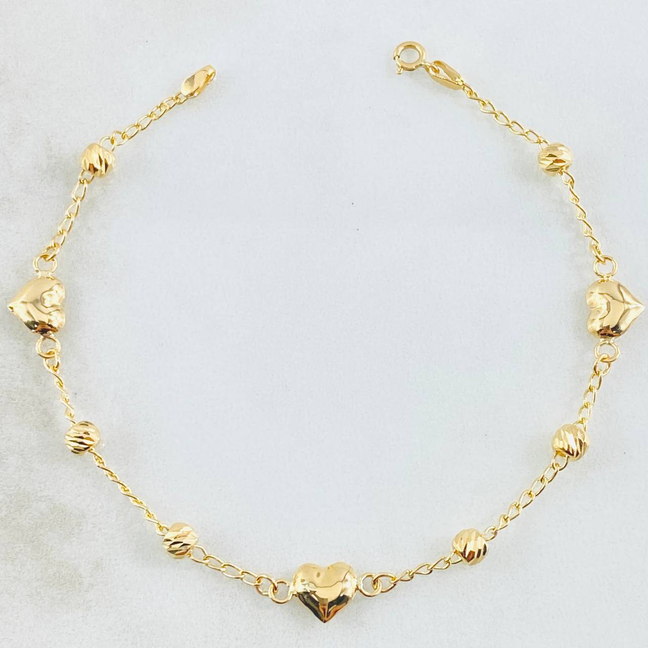 Pulso Espiga Militar Corazon 2.5gr / 7 1/4 in / 4mm Oro Amarillo 18K *