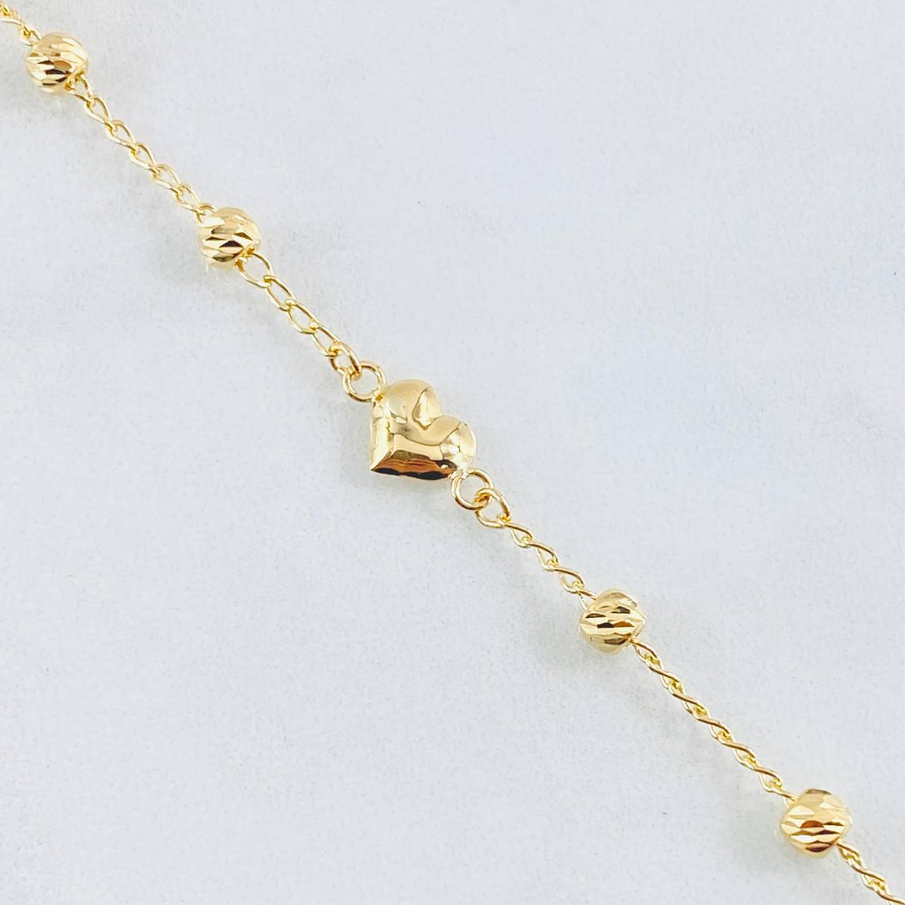 Pulso Espiga Militar Corazon 2.45gr / 7 1/4 in / 4mm Oro Amarillo 18K *