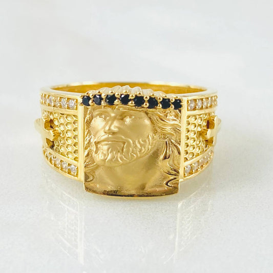 Anillo Rostro Jesus 8.4gr / T9 3/4 / Oro Amarillo 18K *