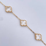 Clover Bracelet Classic Link 6.7gr / 18.7cm / 1.8mm White Mother-of-Pearl Yellow Gold 18K &