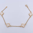 Pulso Trebol Espiga 3.35gr / 18.3cm / 1.4mm Electroestatico Blanco Oro Amarillo 18K &